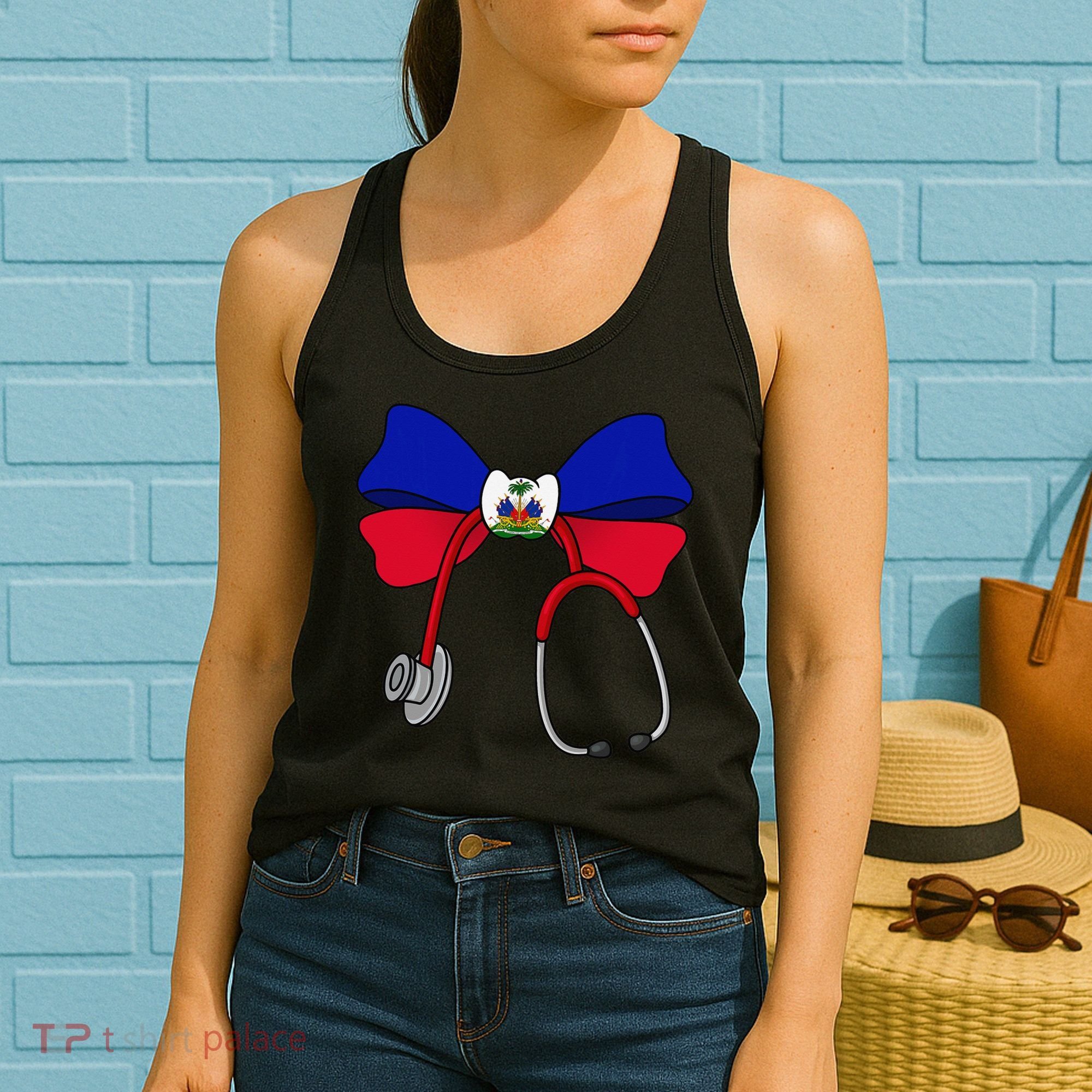 Haitian Coquette Nurse Stethoscope Bow Haiti Haitian Nurse Women's Tank Top