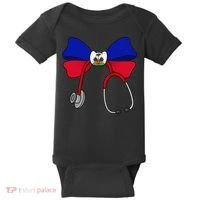Haitian Coquette Nurse Stethoscope Bow Haiti Haitian Nurse Baby Bodysuit thumb 0