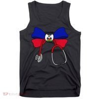 Haitian Coquette Nurse Stethoscope Bow Haiti Haitian Nurse Tank Top thumb 0