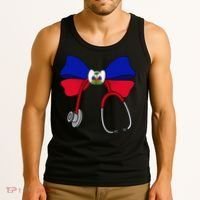 Haitian Coquette Nurse Stethoscope Bow Haiti Haitian Nurse Tank Top thumb 3