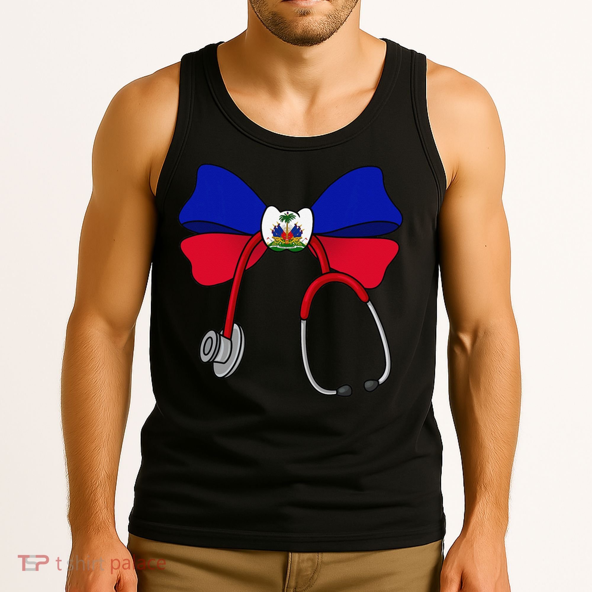 Haitian Coquette Nurse Stethoscope Bow Haiti Haitian Nurse Tank Top