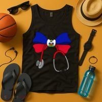 Haitian Coquette Nurse Stethoscope Bow Haiti Haitian Nurse Tank Top thumb 4