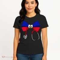 Haitian Coquette Nurse Stethoscope Bow Haiti Haitian Nurse Women's T-Shirt thumb 4