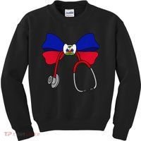 Haitian Coquette Nurse Stethoscope Bow Haiti Haitian Nurse Kids Sweatshirt thumb 0