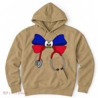Haitian Coquette Nurse Stethoscope Bow Haiti Haitian Nurse Hoodie thumb 0