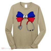 Haitian Coquette Nurse Stethoscope Bow Haiti Haitian Nurse Long Sleeve Shirt thumb 0