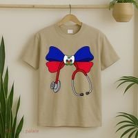 Haitian Coquette Nurse Stethoscope Bow Haiti Haitian Nurse T-Shirt thumb 2