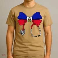 Haitian Coquette Nurse Stethoscope Bow Haiti Haitian Nurse T-Shirt thumb 3