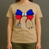 Haitian Coquette Nurse Stethoscope Bow Haiti Haitian Nurse T-Shirt thumb 4