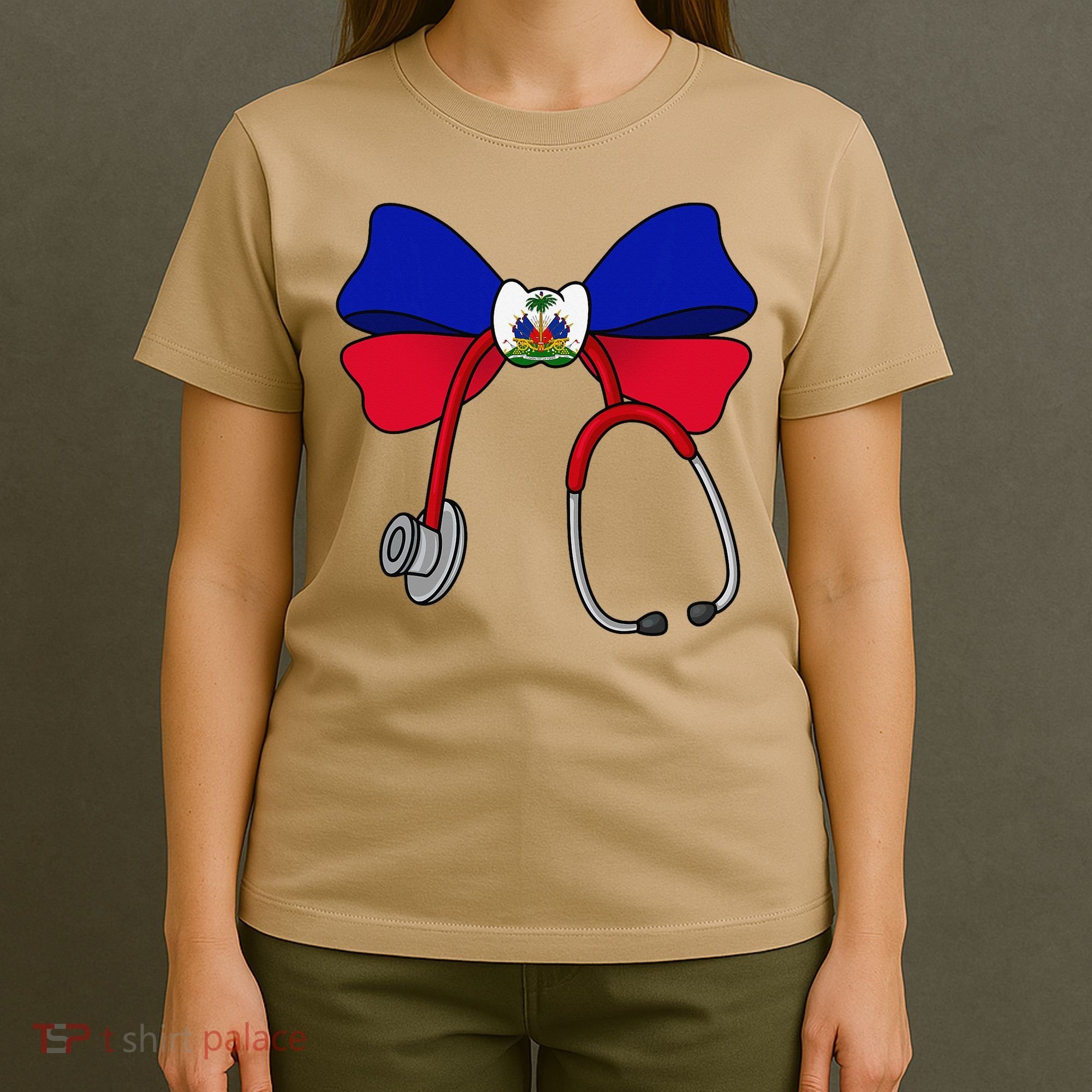 Haitian Coquette Nurse Stethoscope Bow Haiti Haitian Nurse T-Shirt