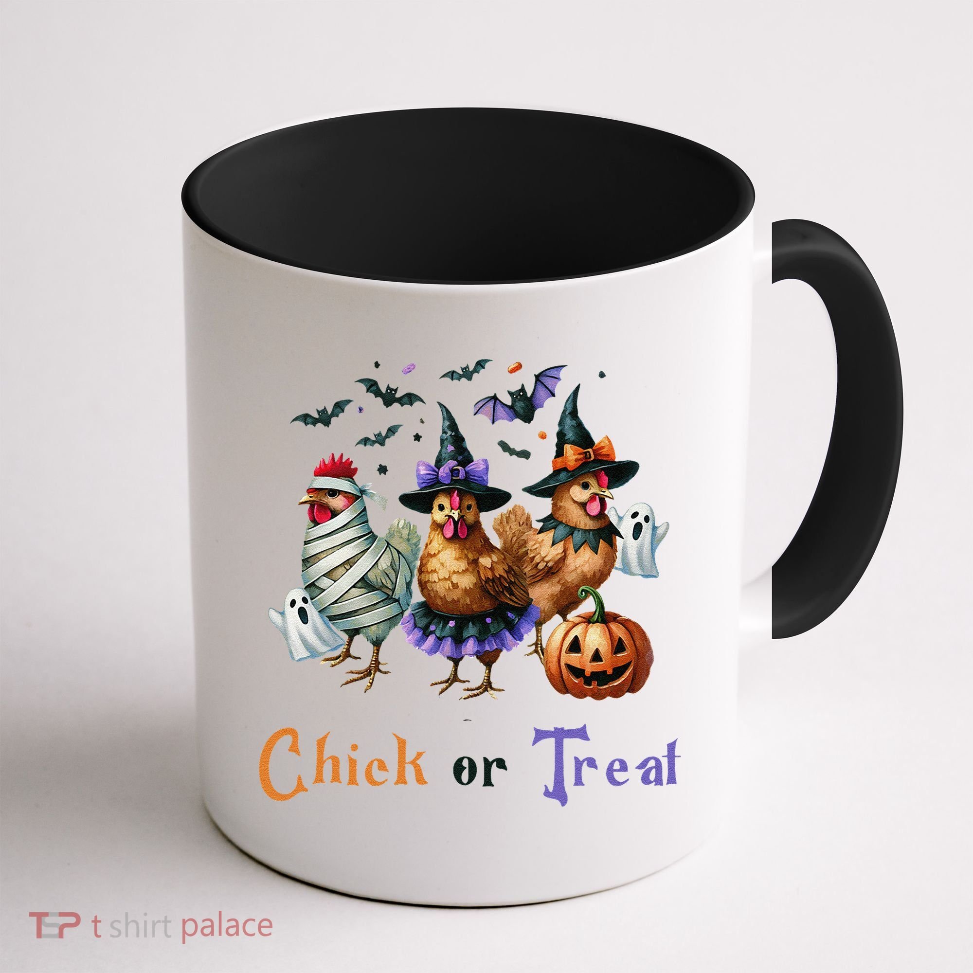 Halloween Chick Or Treat Pumpkins Chickens Farmer Funny Coffee Mug
