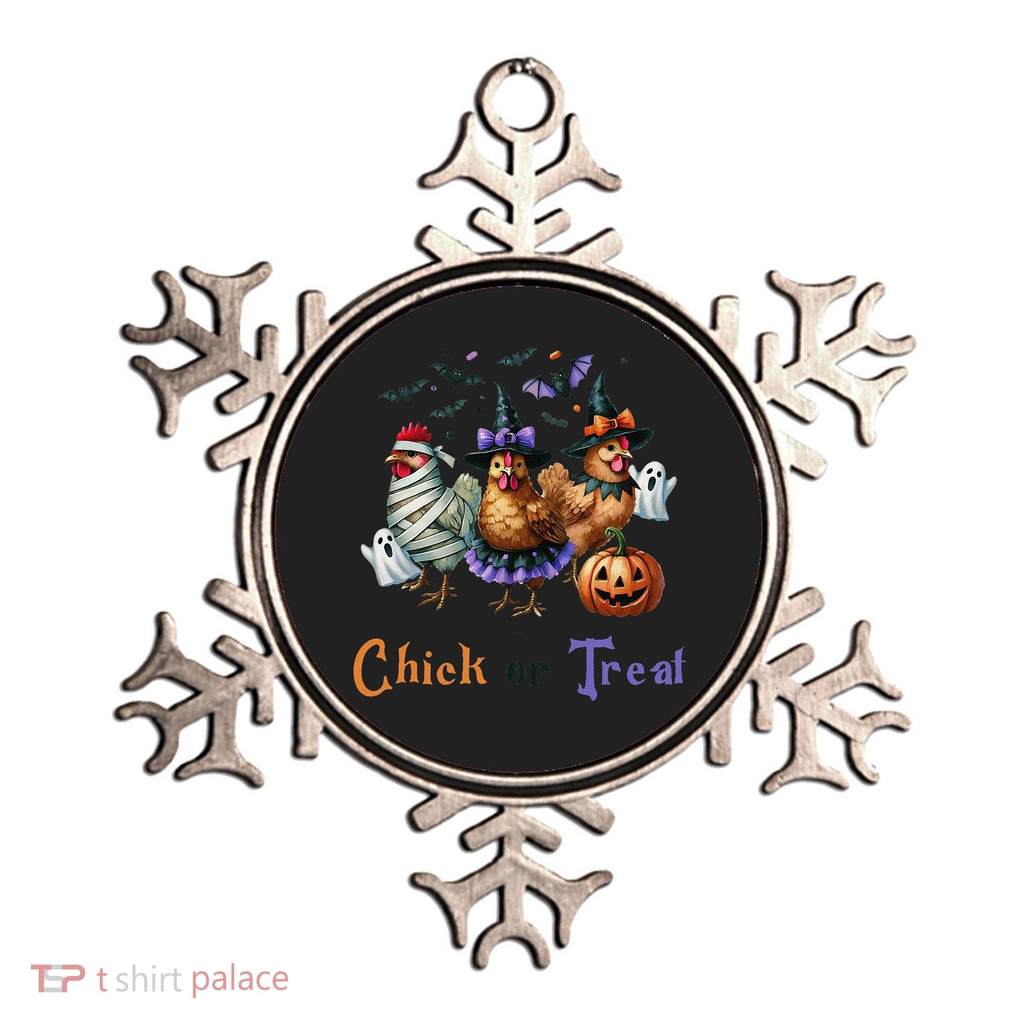 Halloween Chick Or Treat Pumpkins Chickens Farmer Funny Ornament