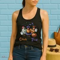 Halloween Chick Or Treat Pumpkins Chickens Farmer Funny Women's Tank Top thumb 2