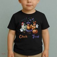 Halloween Chick Or Treat Pumpkins Chickens Farmer Funny Toddler T-Shirt thumb 2