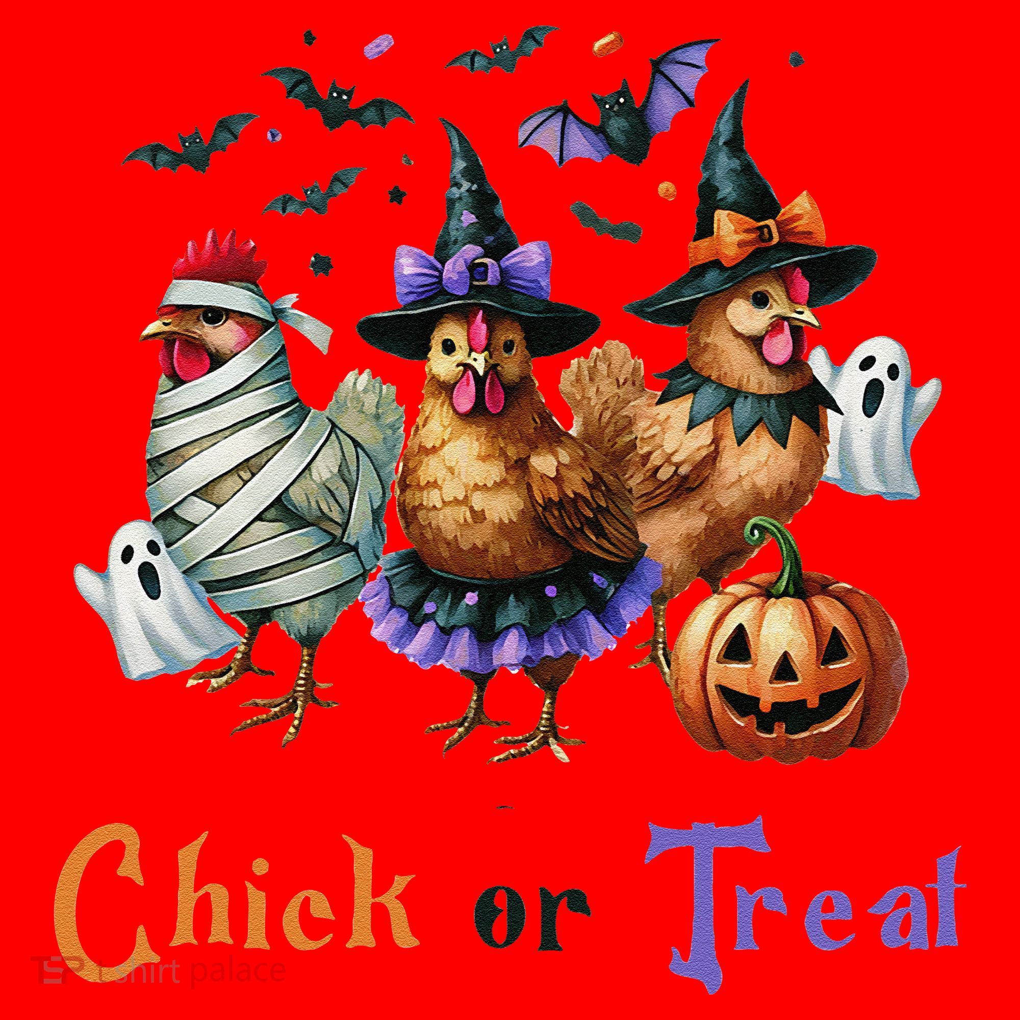 Halloween Chick Or Treat Pumpkins Chickens Farmer Funny Santa Hat