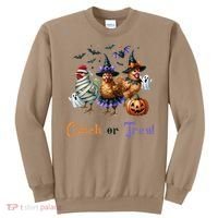 Halloween Chick Or Treat Pumpkins Chickens Farmer Funny Sweatshirt thumb 0
