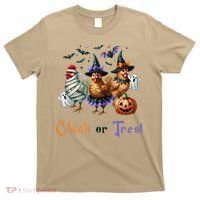 Halloween Chick Or Treat Pumpkins Chickens Farmer Funny T-Shirt thumb 0