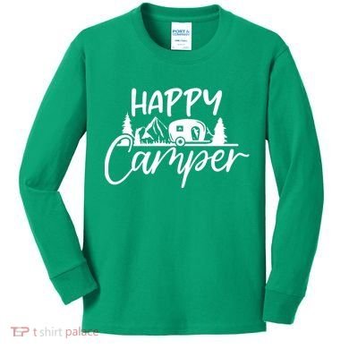Happy Camper Outdoors Nature Kids Long Sleeve Shirt