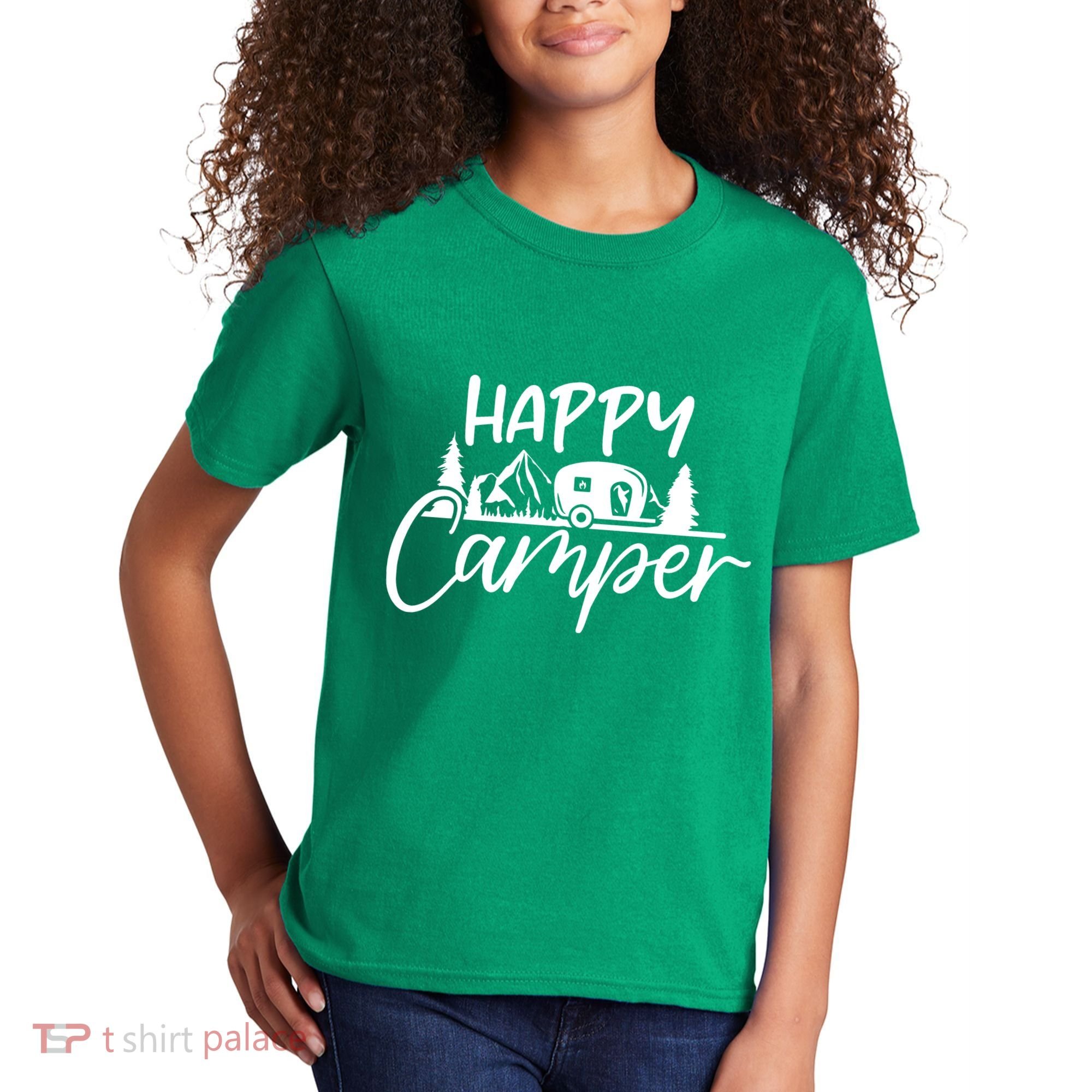 Happy Camper Outdoors Nature Kids T-Shirt
