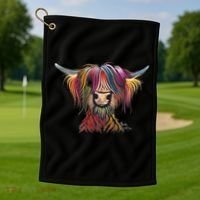 Highland Cow Print Animal Print ' Oliver ' Gift Golf Towel thumb 1