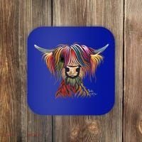 Highland Cow Print Animal Print ' Oliver ' Gift Coaster thumb 0