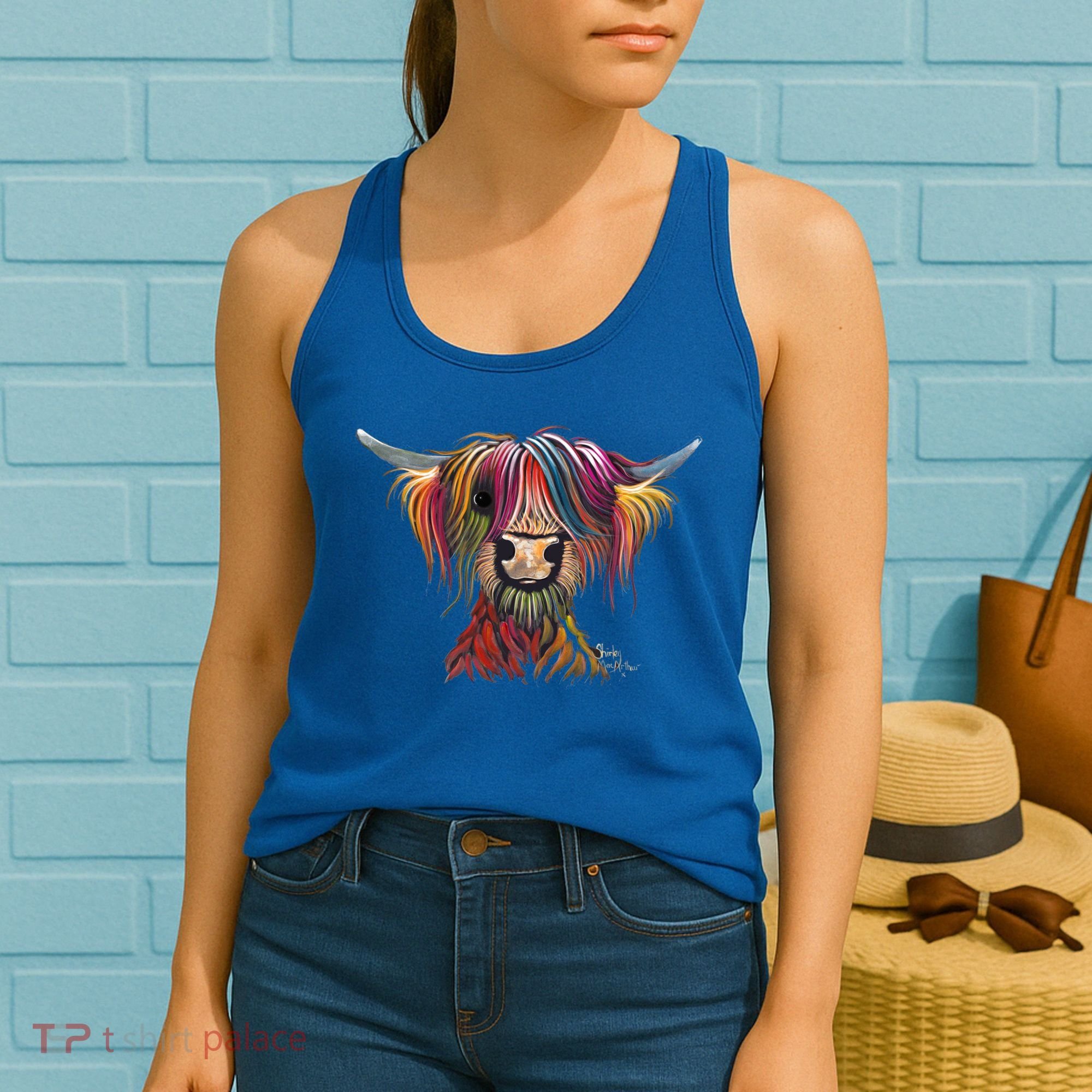Highland Cow Print Animal Print ' Oliver ' Gift Women's Tank Top
