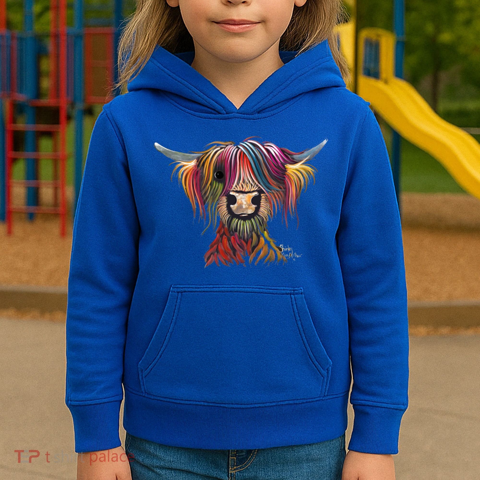 Highland Cow Print Animal Print ' Oliver ' Gift Kids Hoodie