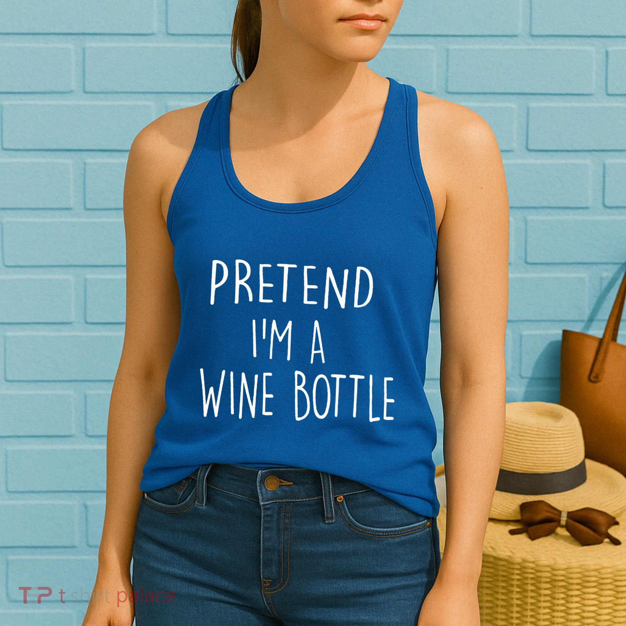Halloween Costume Pretend I'm A Wine Bottle Simple Easy Women's Tank Top
