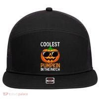 Halloween Coolest Pumpkin In The Patch 7 Panel Mesh Trucker Snapback Hat thumb 0
