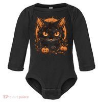 Halloween Cat Pumpkins Baby Long Sleeve Bodysuit thumb 0