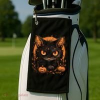Halloween Cat Pumpkins Golf Towel thumb 2