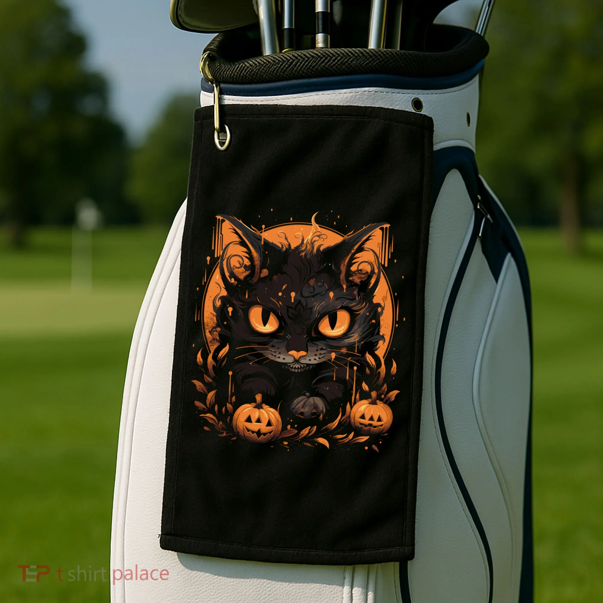 Halloween Cat Pumpkins Golf Towel