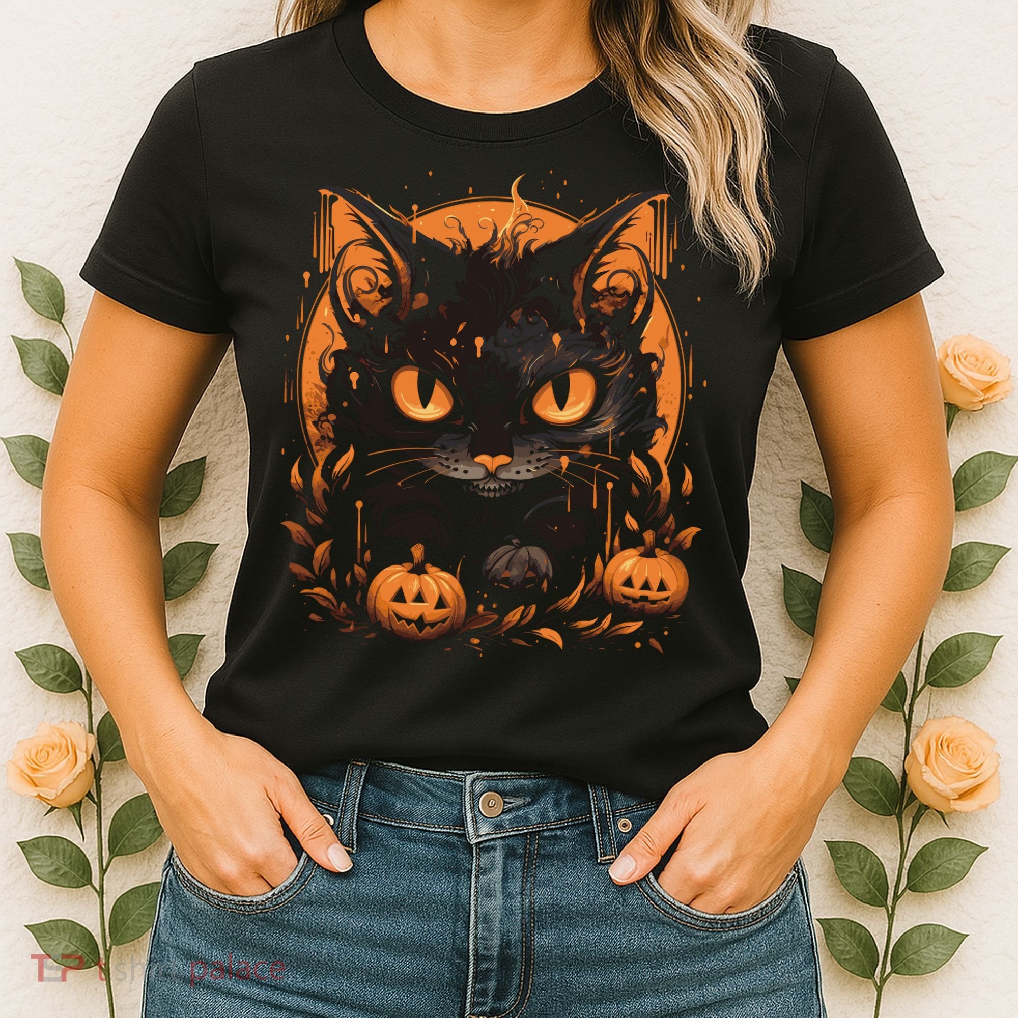 Halloween Cat Pumpkins Women's T-Shirt