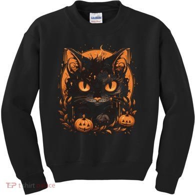 Halloween Cat Pumpkins Kids Sweatshirt