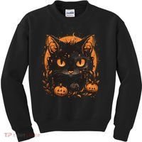 Halloween Cat Pumpkins Kids Sweatshirt thumb 0