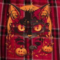 Halloween Cat Pumpkins Men's Flannel Plaid Pajama Pants thumb 2
