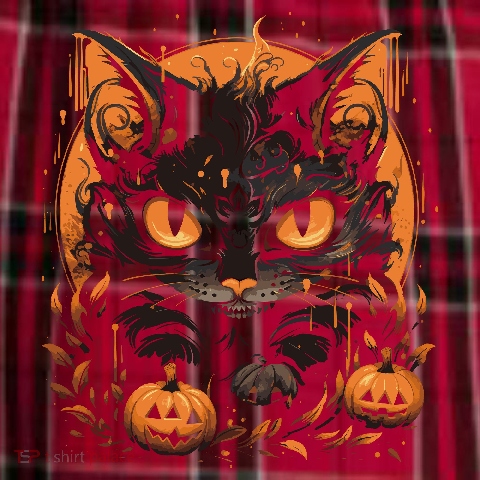 Halloween Cat Pumpkins Men's Flannel Plaid Pajama Pants