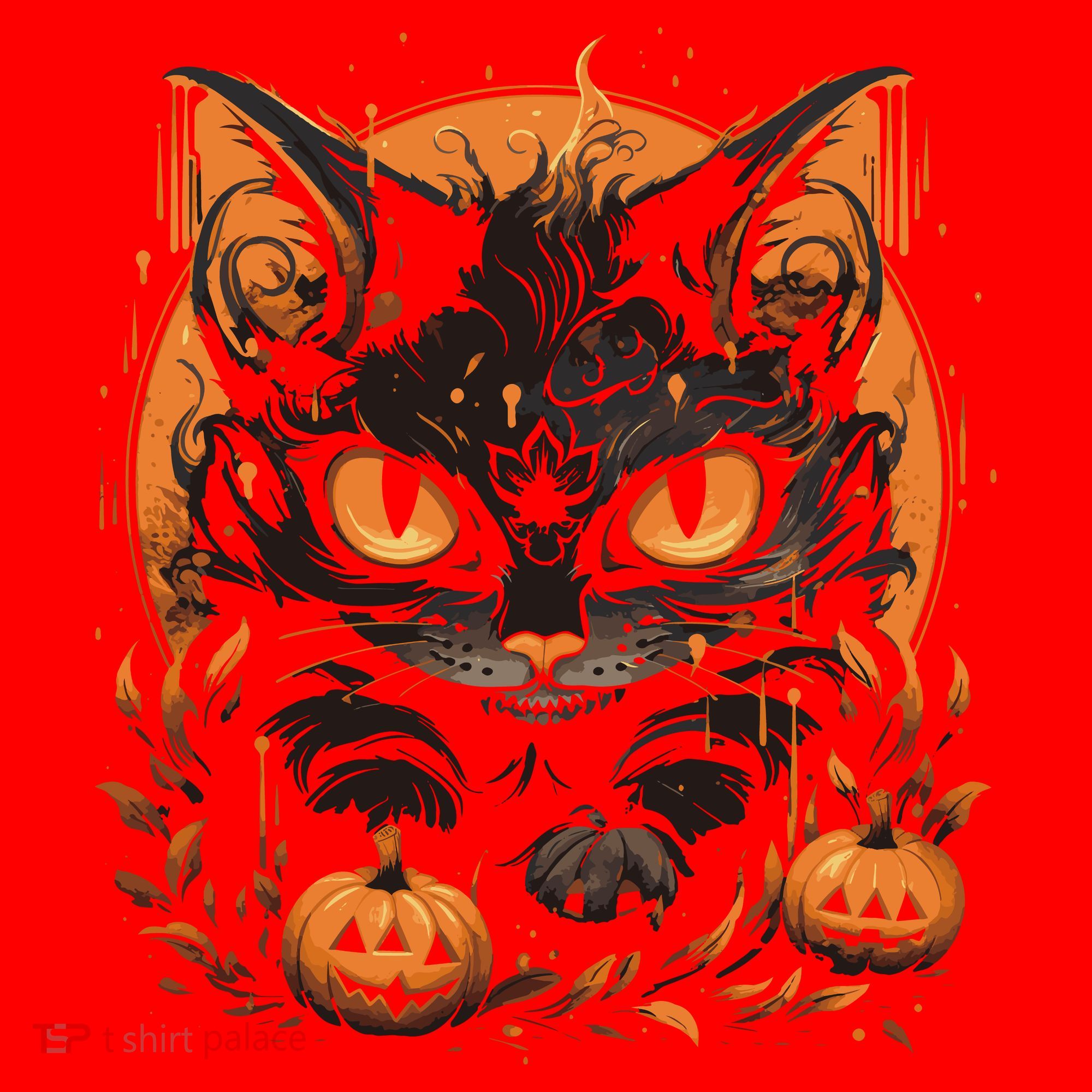 Halloween Cat Pumpkins Santa Hat