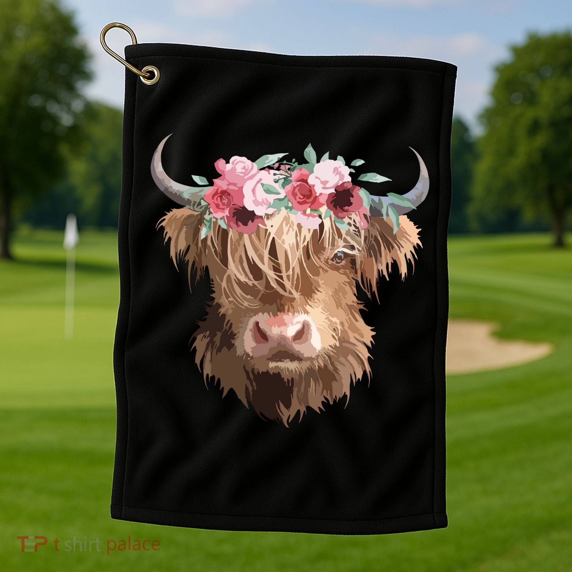 Highland Cow Painting Golf Towel