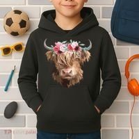 Highland Cow Painting Kids Hoodie thumb 2