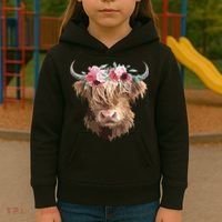 Highland Cow Painting Kids Hoodie thumb 3