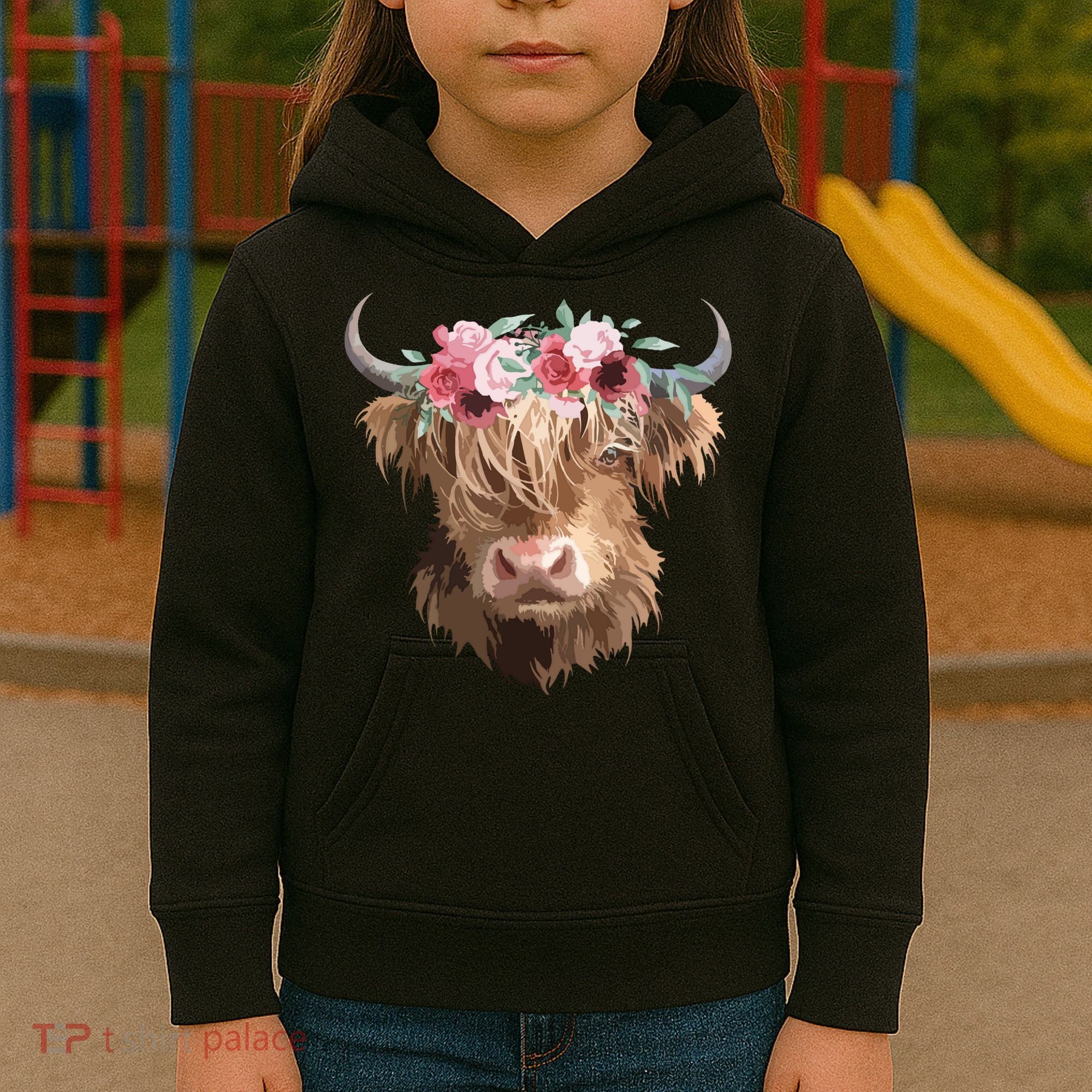 Highland Cow Painting Kids Hoodie