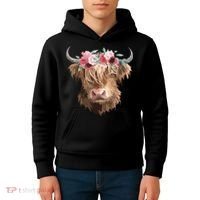 Highland Cow Painting Kids Hoodie thumb 4