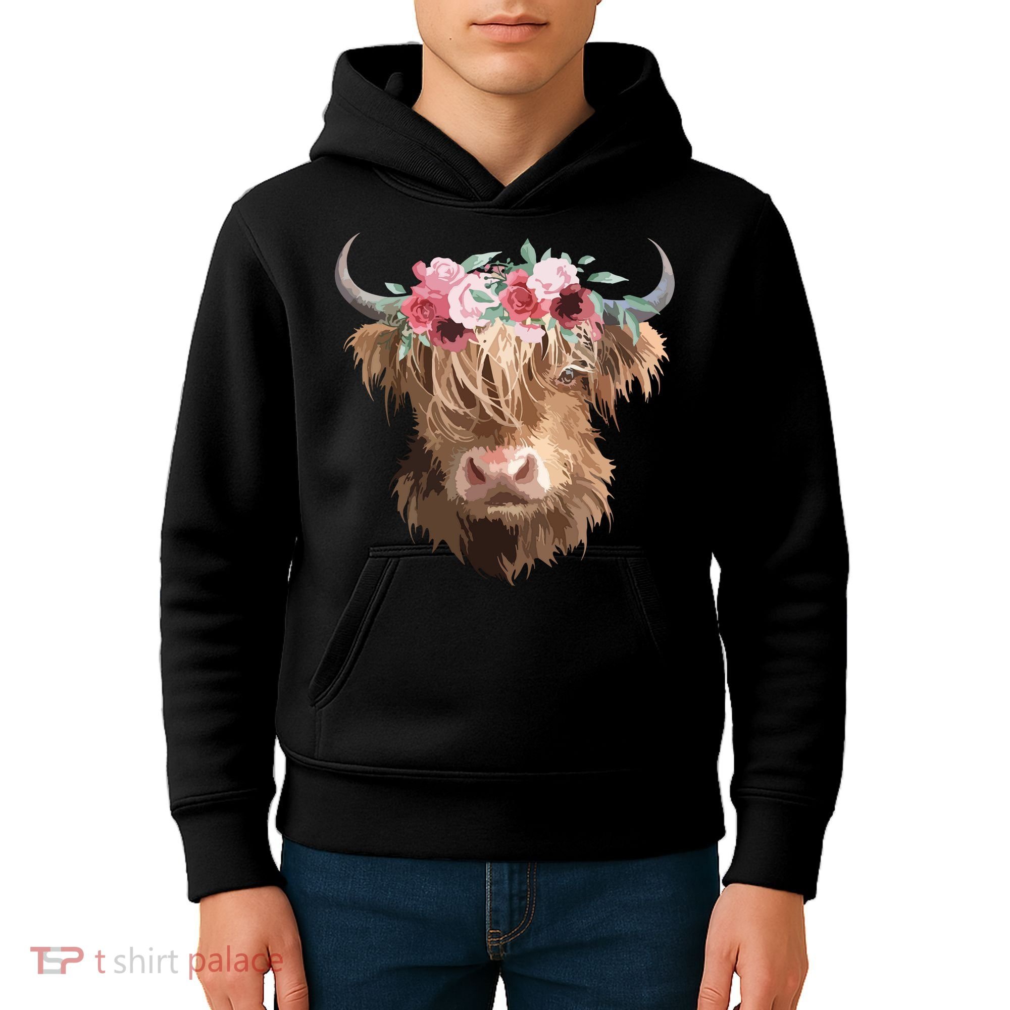 Highland Cow Painting Kids Hoodie