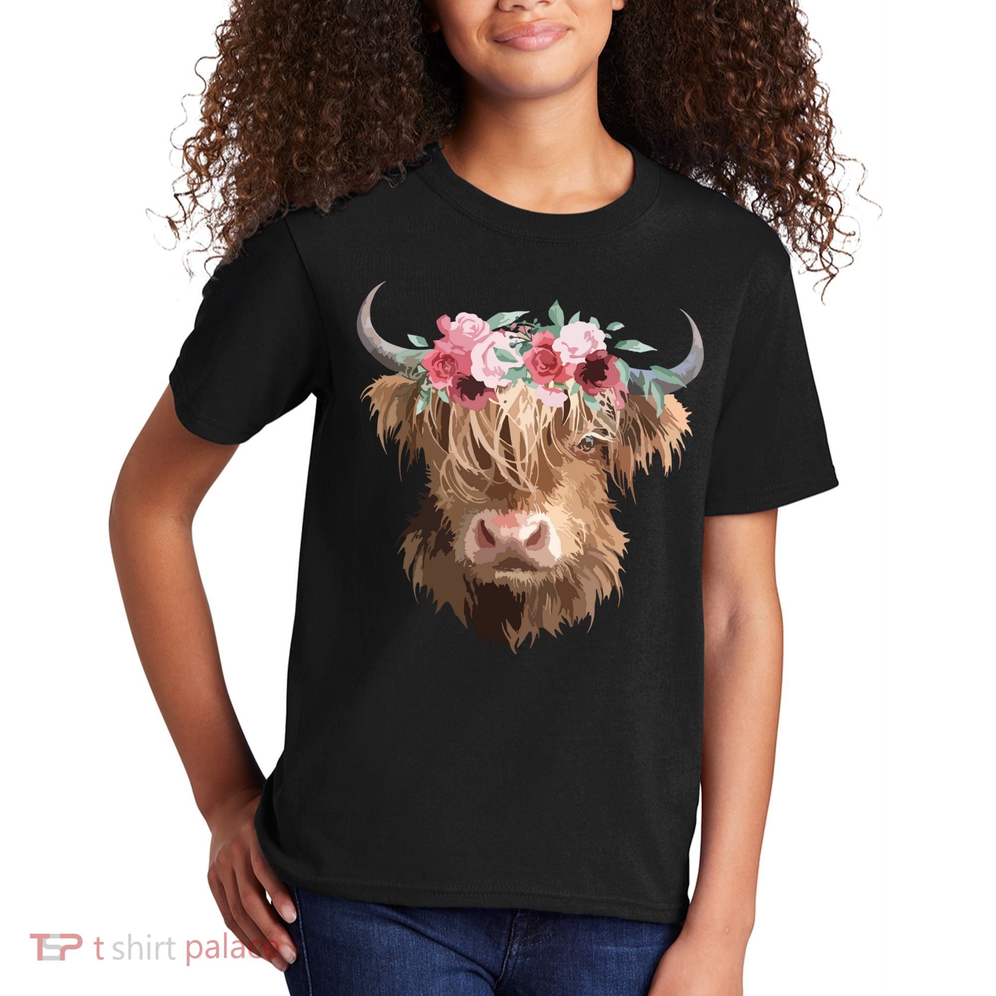 Highland Cow Painting Kids T-Shirt