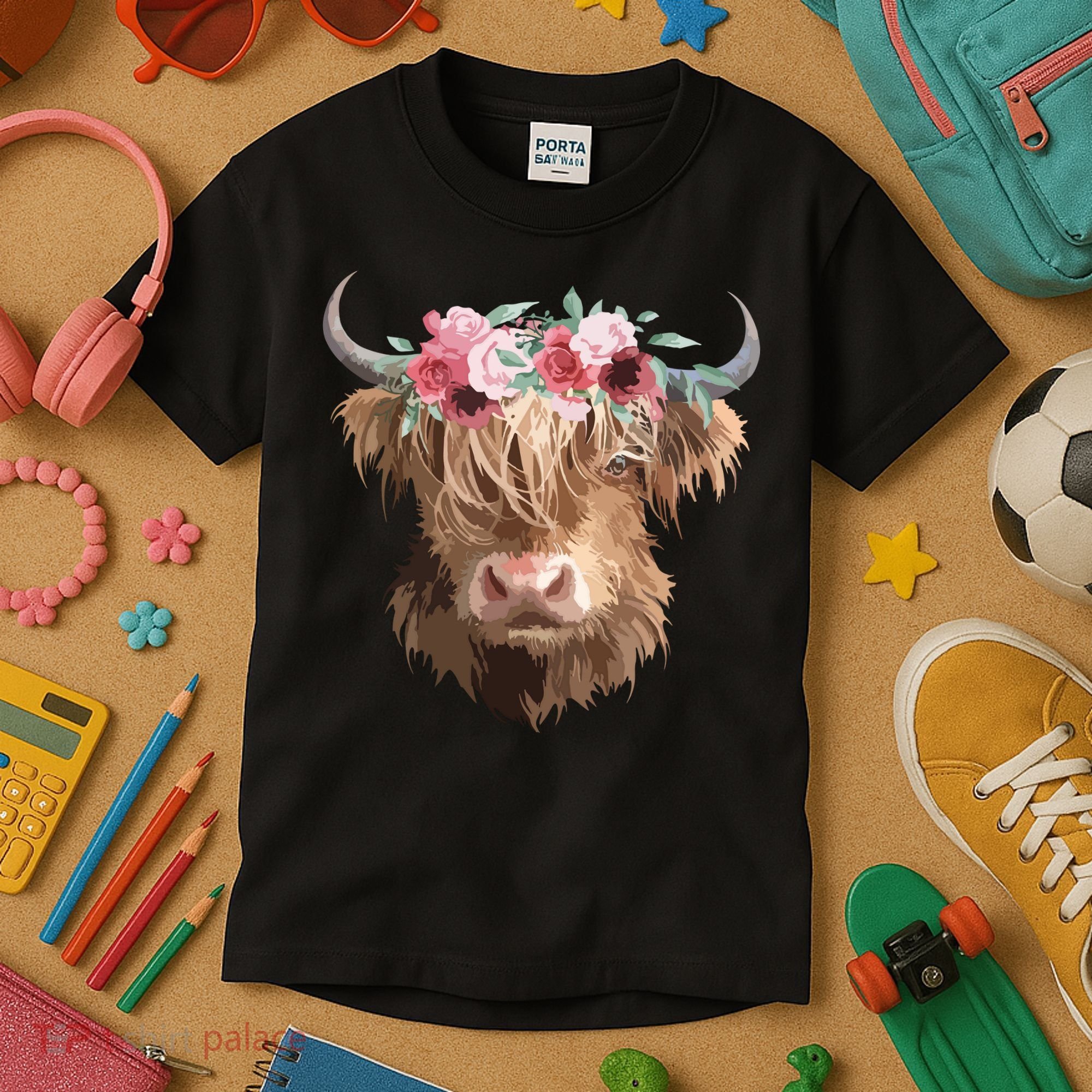 Highland Cow Painting Kids T-Shirt