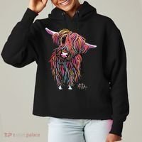 HiGHLaND CoW PRiNT ANiMaL PRiNT BoLLY Ladies Heavyweight Boxy Pullover Hoodie thumb 0