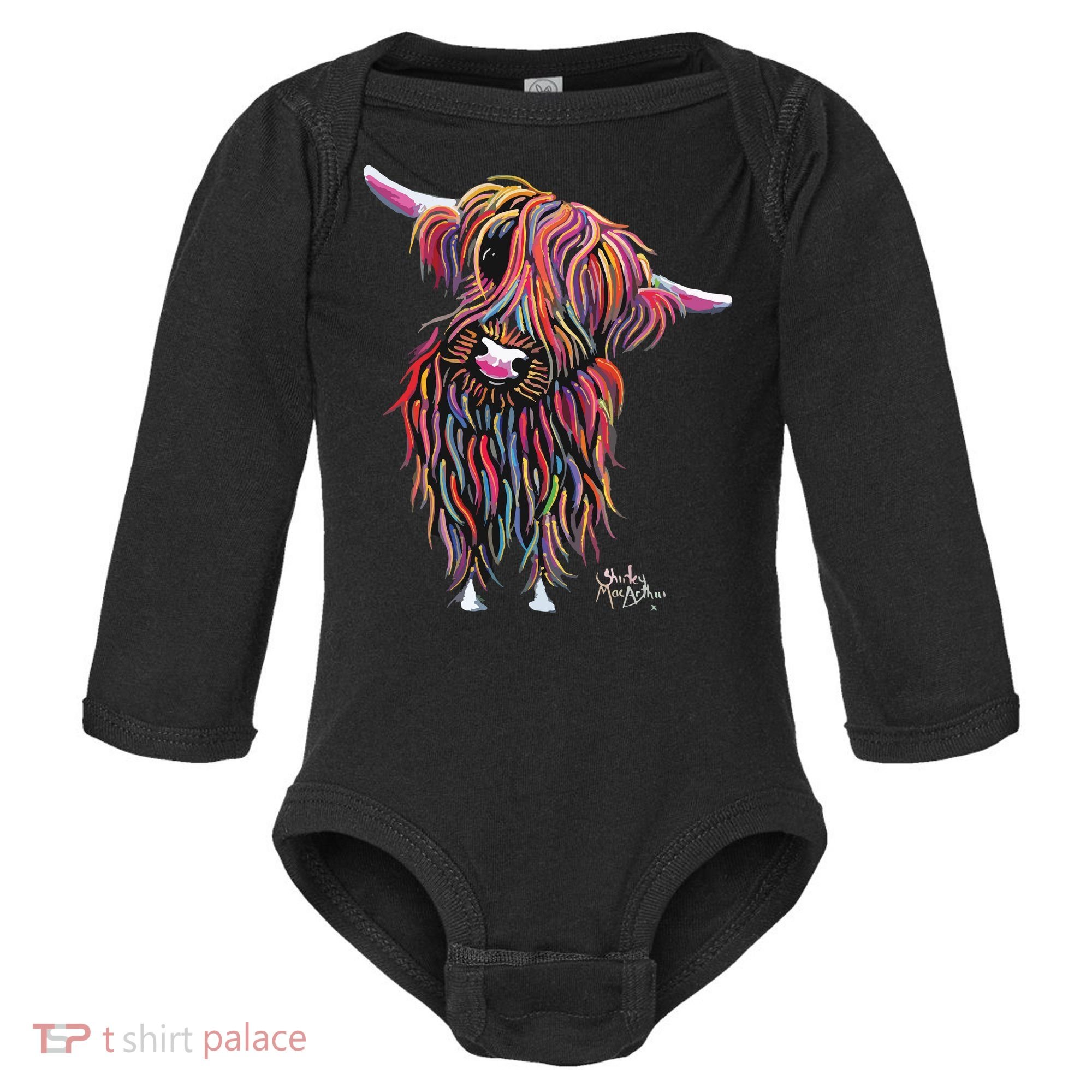 HiGHLaND CoW PRiNT ANiMaL PRiNT BoLLY Baby Long Sleeve Bodysuit