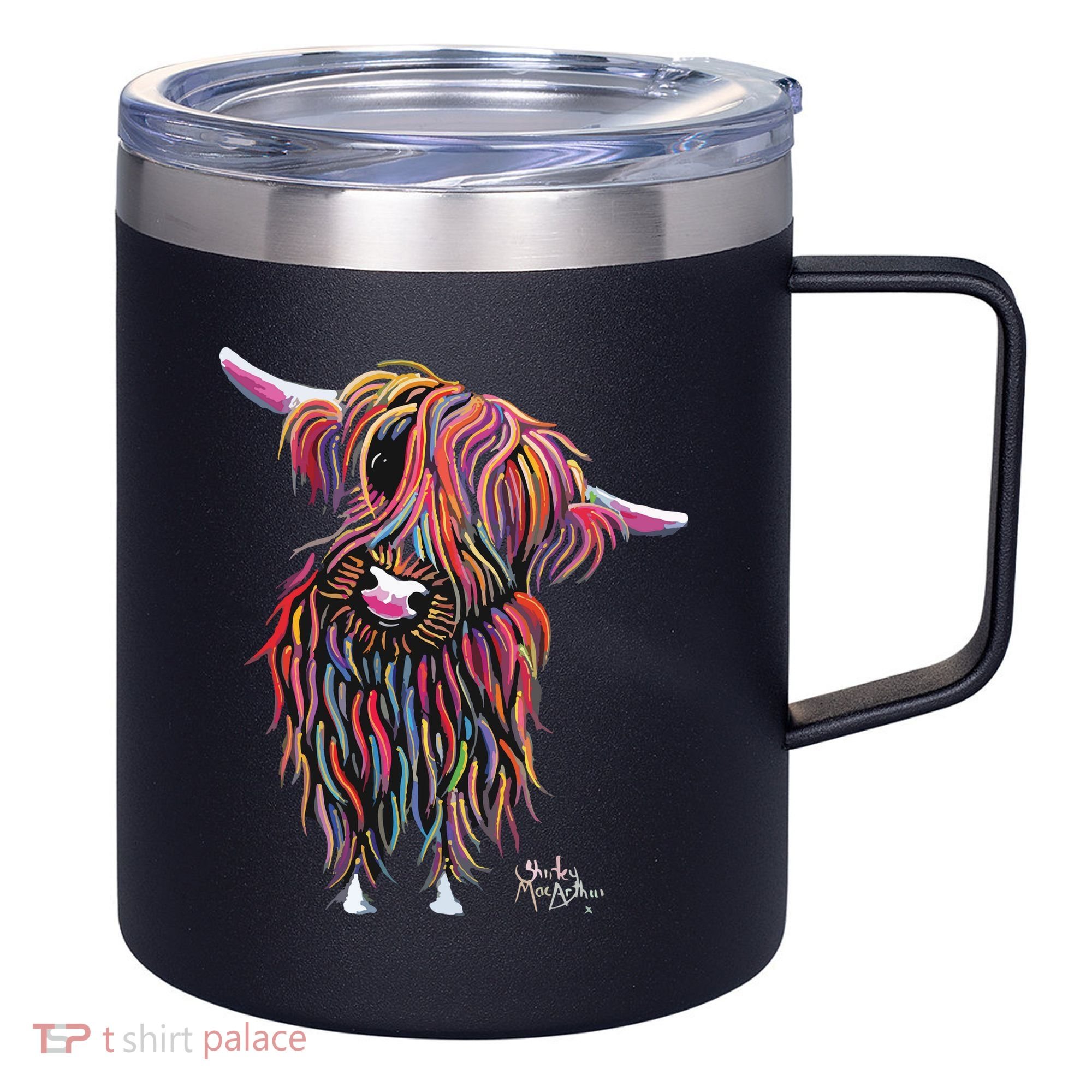 HiGHLaND CoW PRiNT ANiMaL PRiNT BoLLY 12oz Stainless Steel Coffee Mug