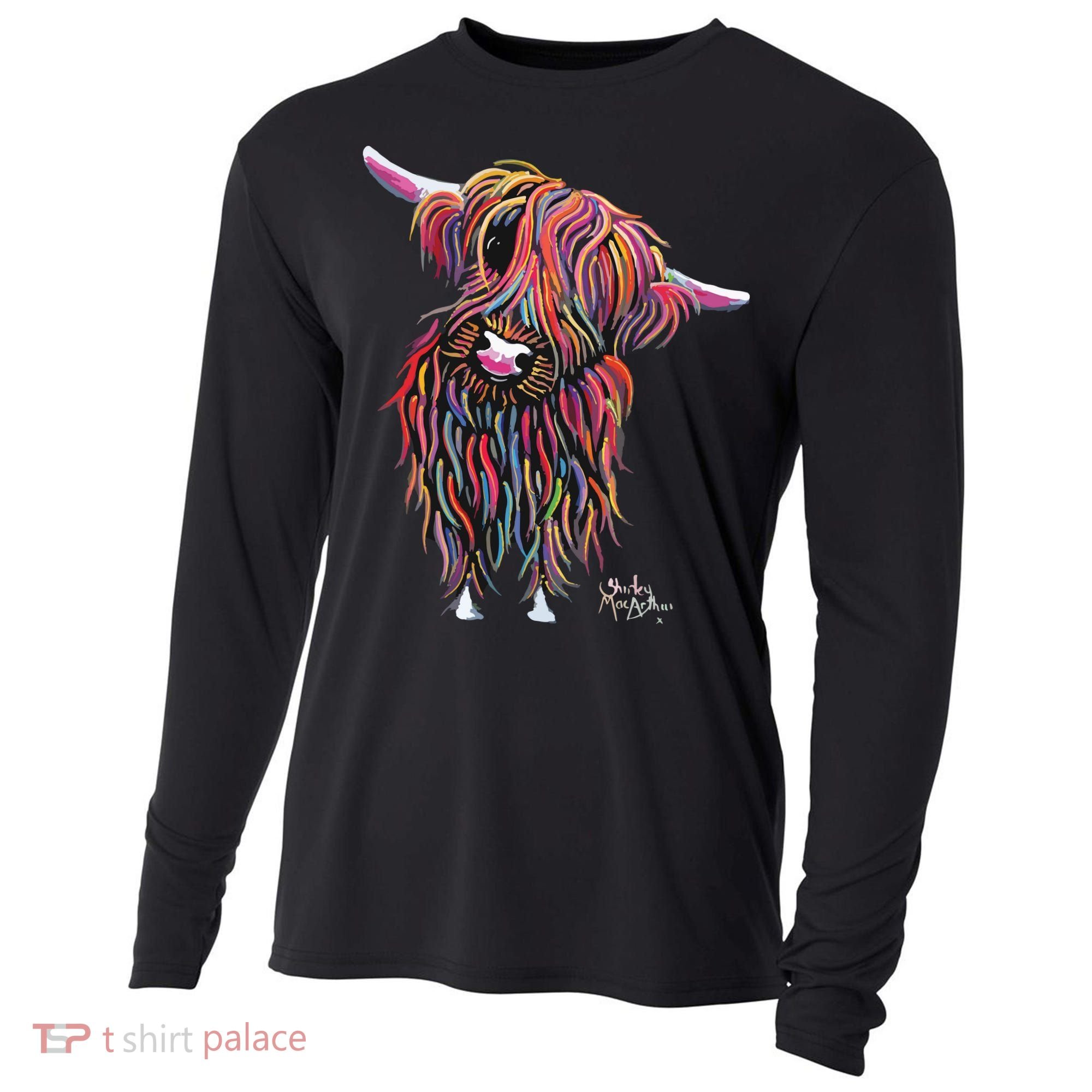 HiGHLaND CoW PRiNT ANiMaL PRiNT BoLLY Cooling Performance Long Sleeve Crew